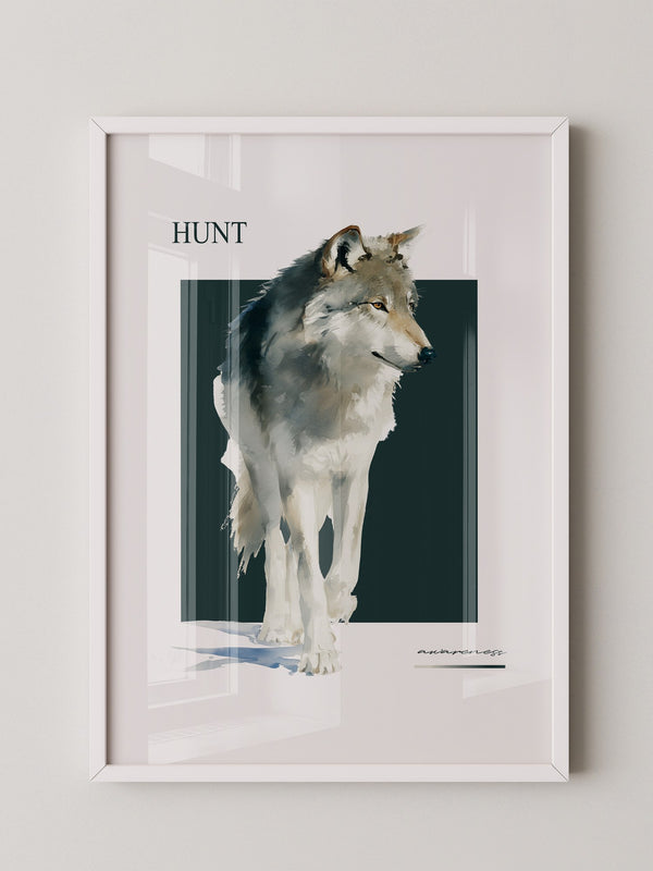 Wolf Aquarell Kunstwerk