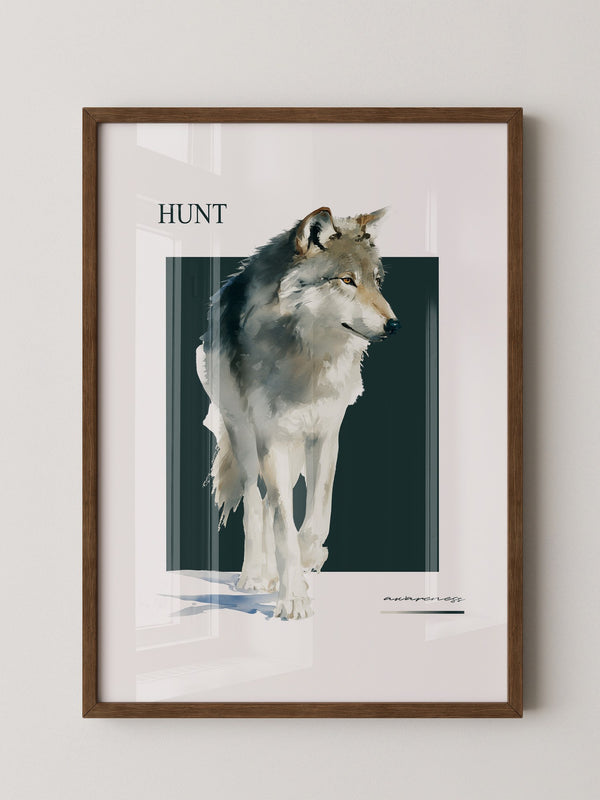 Wolf Aquarell Kunstwerk