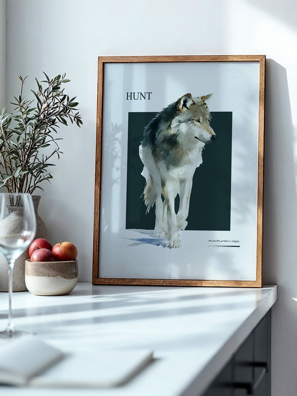 Wolf Aquarell Kunstwerk