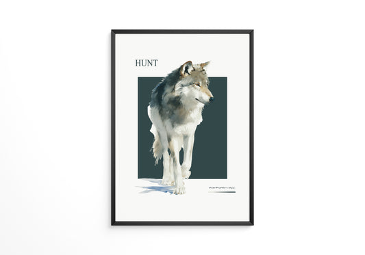 Wolf Aquarell Kunstwerk