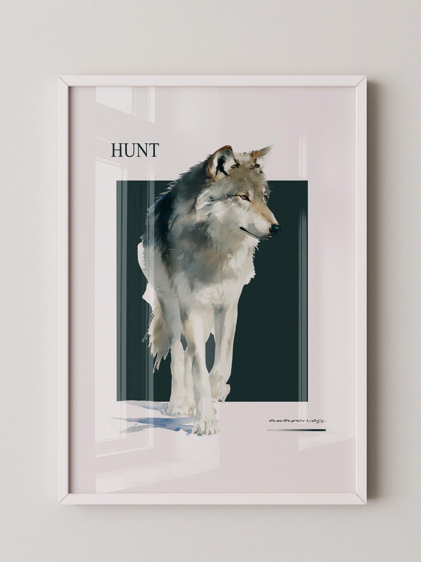 Wolf Aquarell Kunstwerk