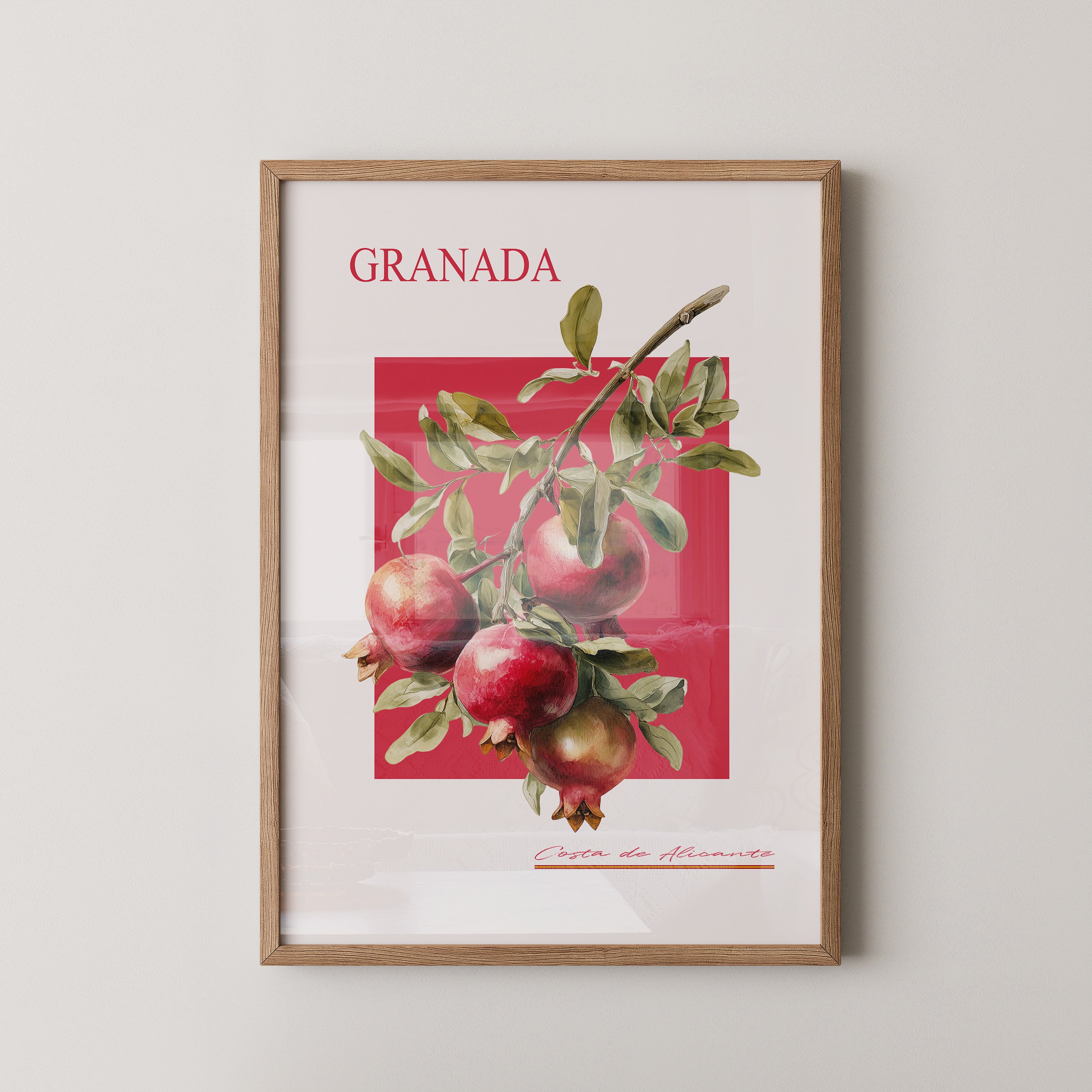 Granatapfel Zweig Rot Hintergrund