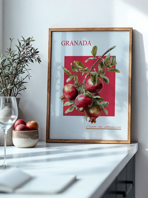 Granatapfel Zweig Rot Hintergrund