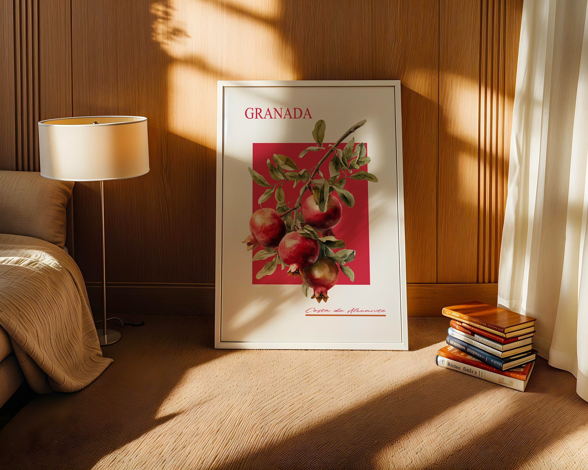 Granatapfel Zweig Rot Hintergrund