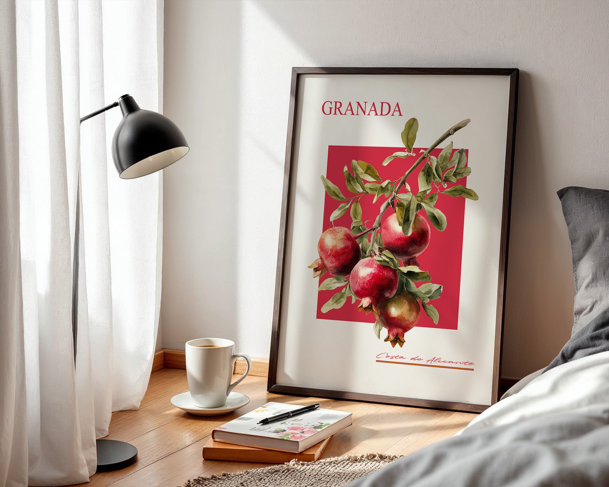 Granatapfel Zweig Rot Hintergrund