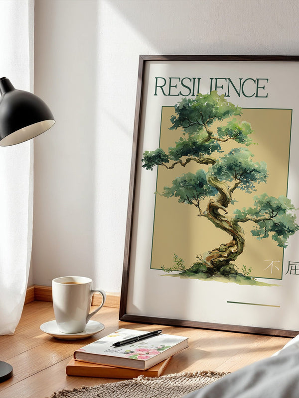 Bonsai Baum Aquarell Grün