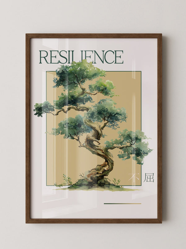 Bonsai Baum Aquarell Grün