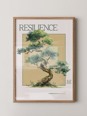 Bonsai Baum Aquarell Grün