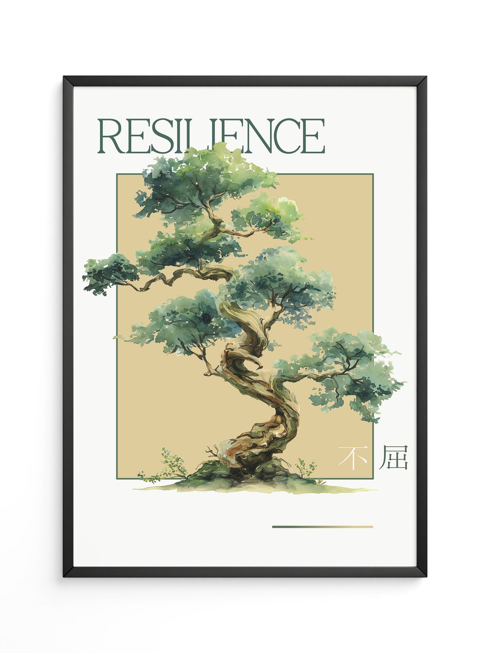 Bonsai Baum Aquarell Grün