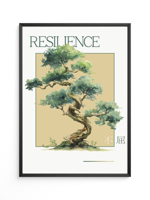 Bonsai Baum Aquarell Grün