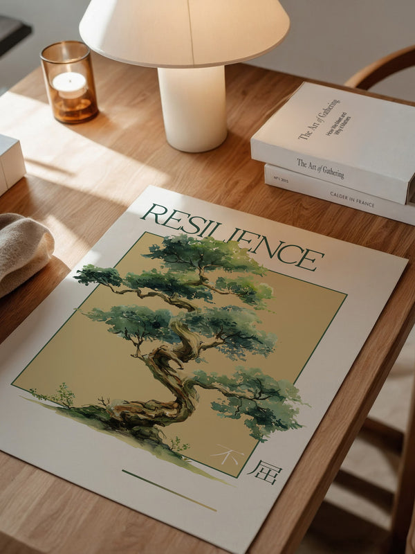 Bonsai Baum Aquarell Grün