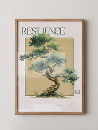 Bonsai Baum Aquarell Grün