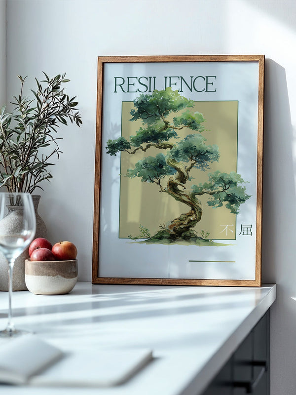 Bonsai Baum Aquarell Grün