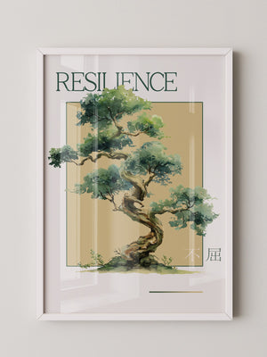 Bonsai Baum Aquarell Grün