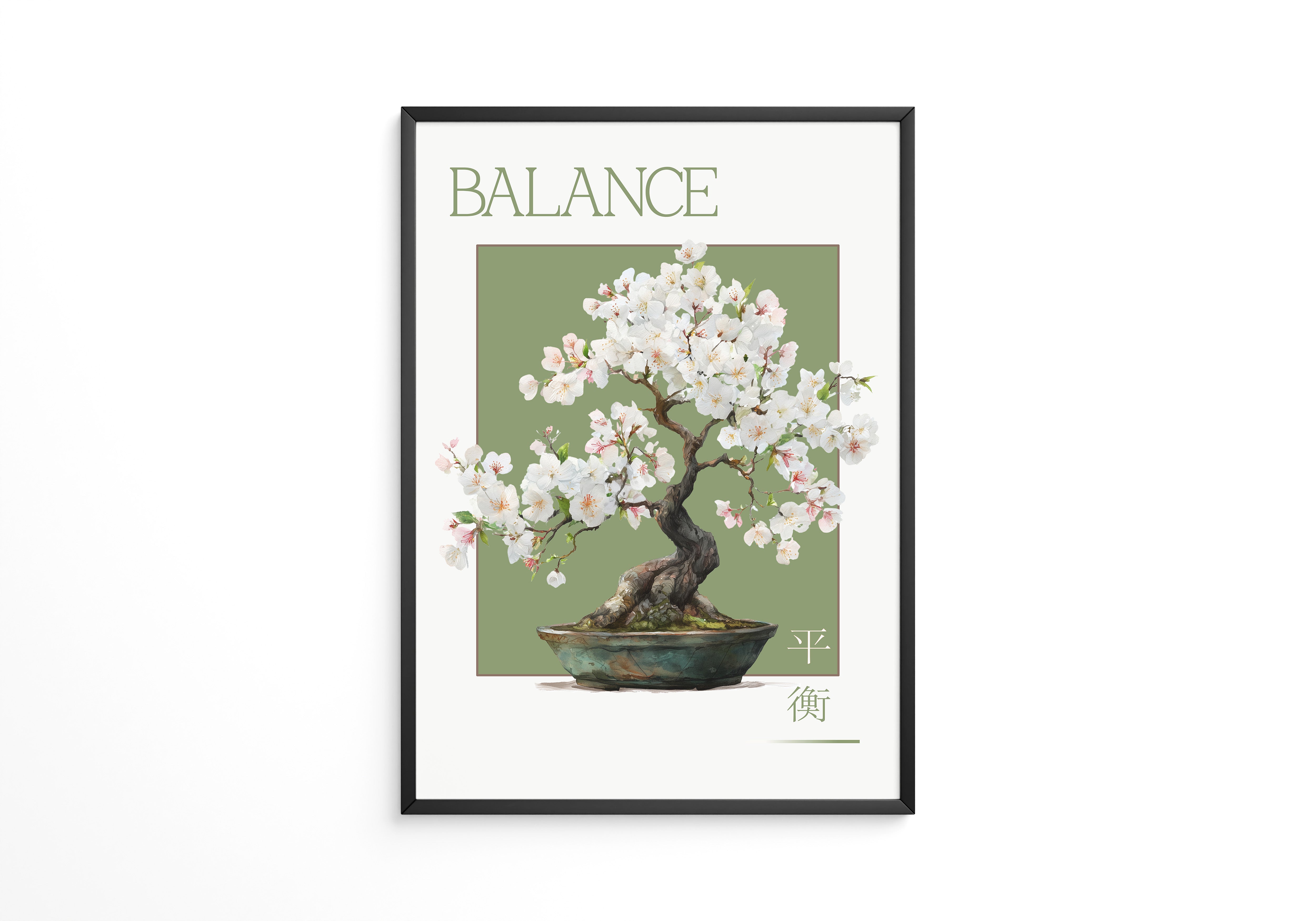 Bonsaibaum Blüten zartgrüner Hintergrund