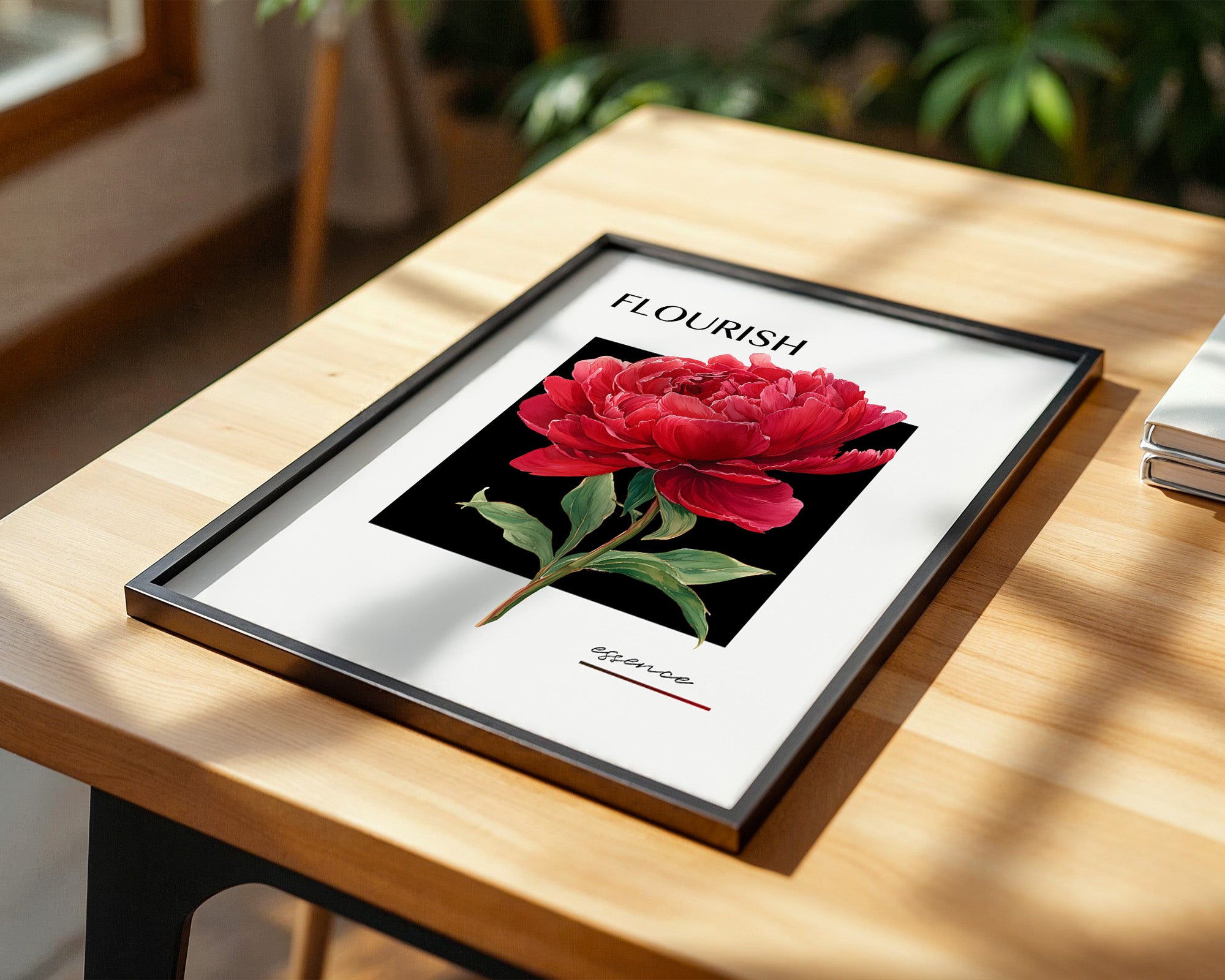 Rote Pfingstrose Schwarz Kontrast