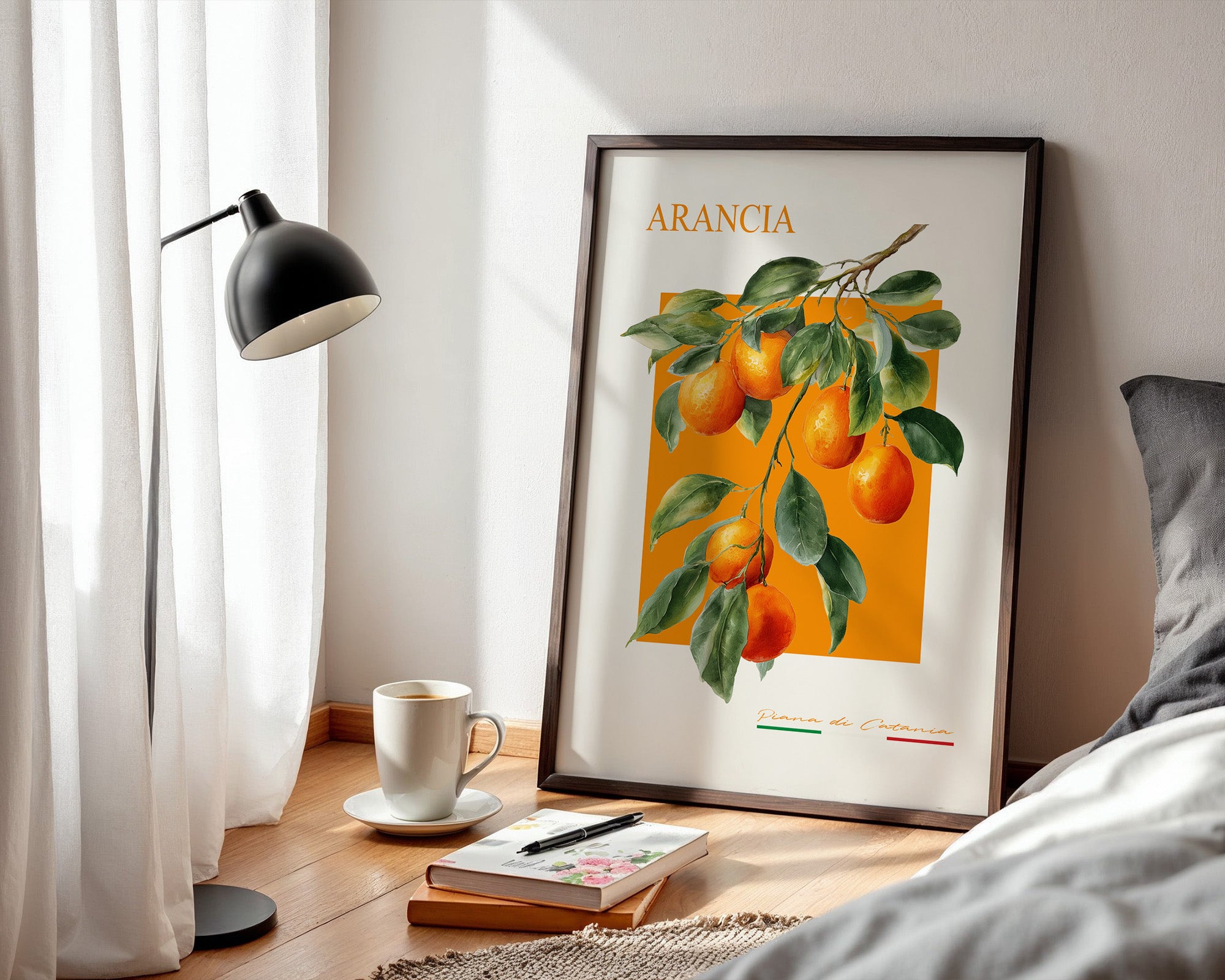 Orangen Zweig Aquarellstil