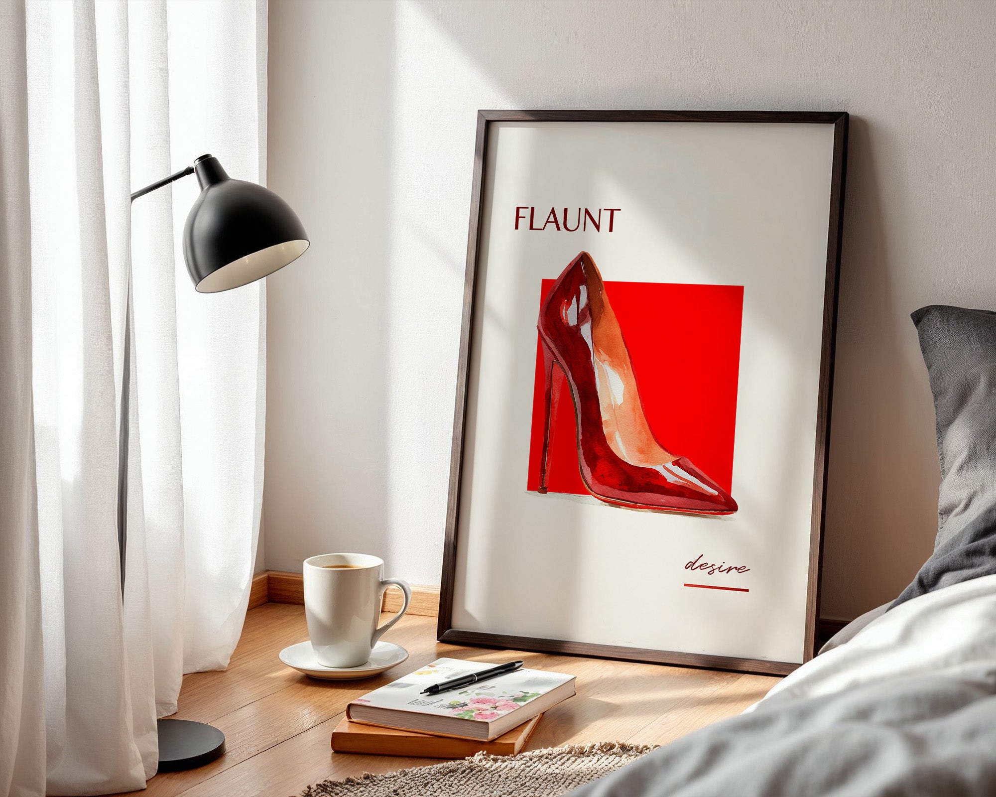 Roter High Heel Aquarellstil