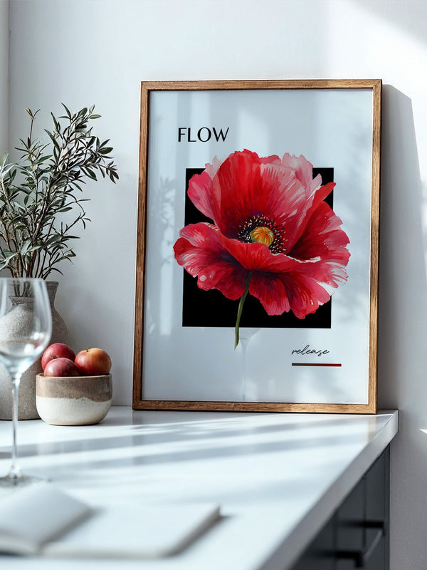 Rote Mohnblüte Aquarell Rahmen