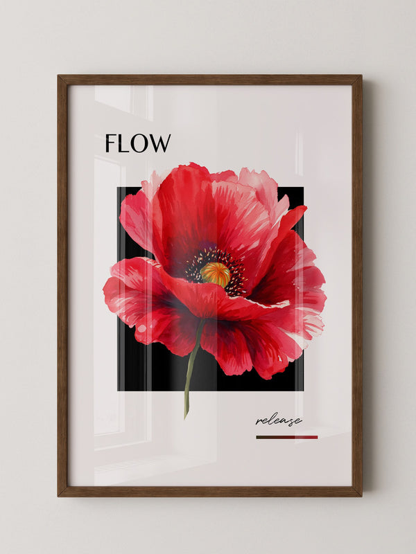 Rote Mohnblüte Aquarell Rahmen