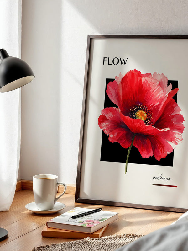Rote Mohnblüte Aquarell Rahmen