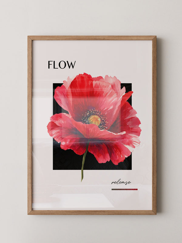 Rote Mohnblüte Aquarell Rahmen