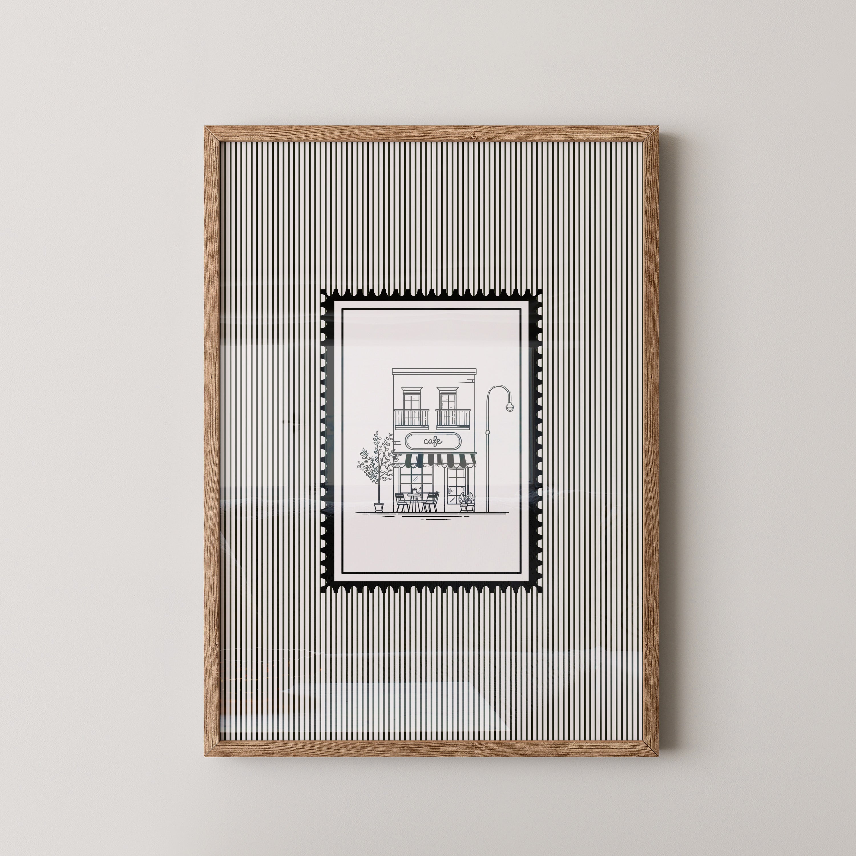 Café Illustration Streifenoptik