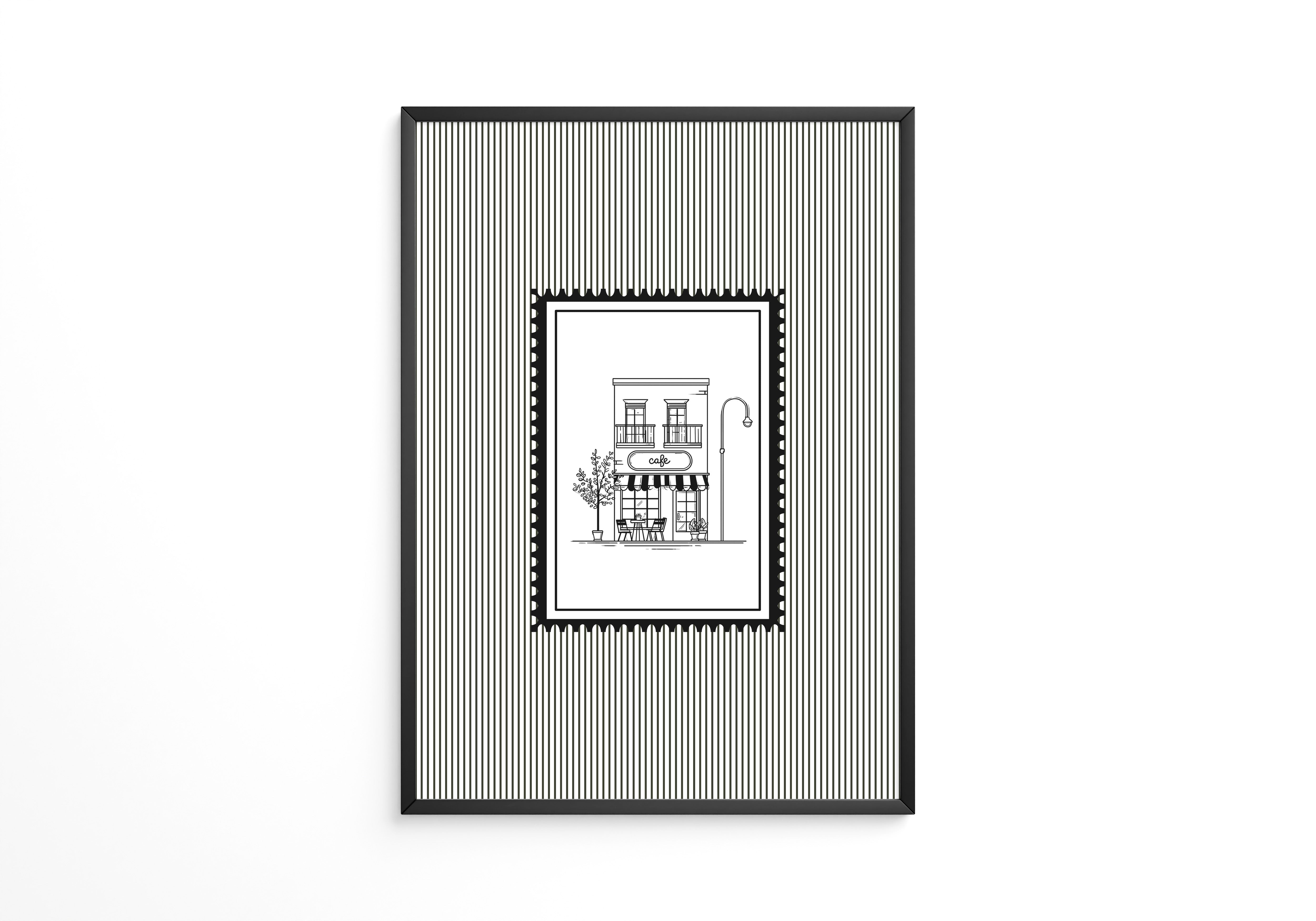 Café Illustration Streifenoptik