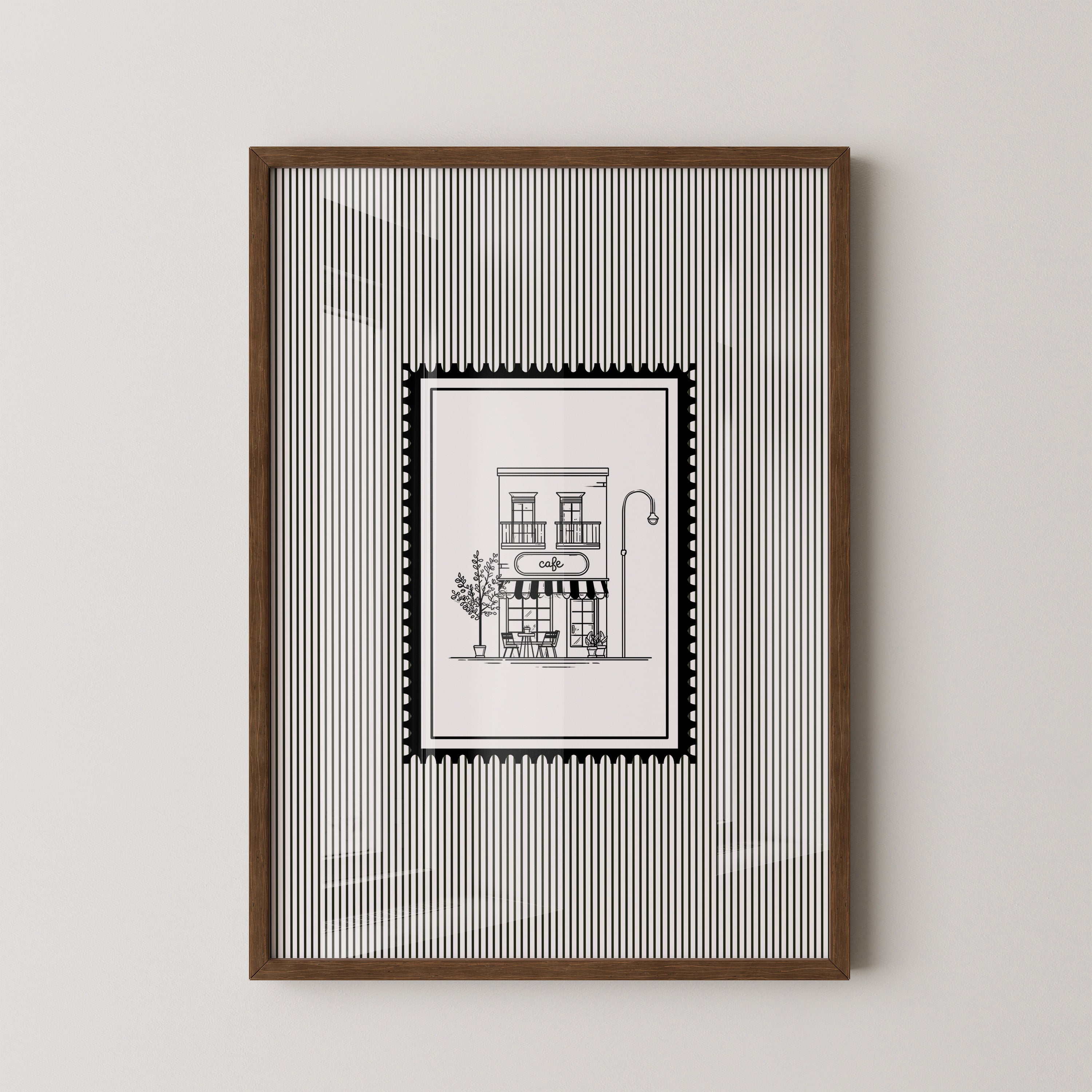Café Illustration Streifenoptik