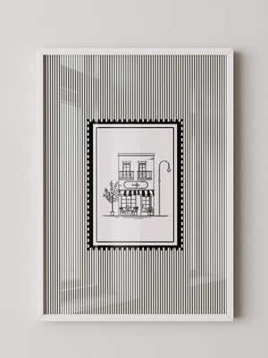 Café Illustration Streifenoptik