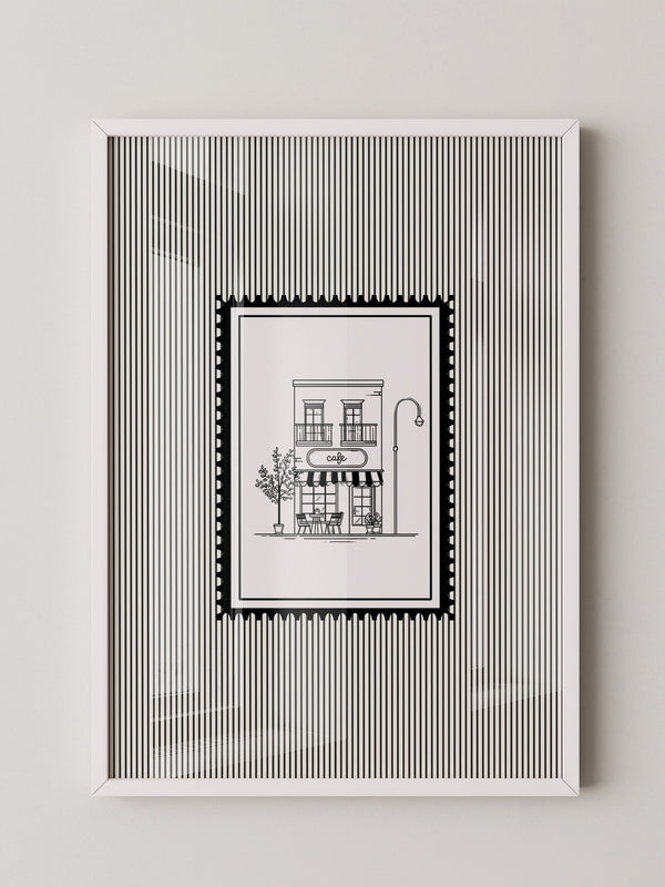 Café Illustration Streifenoptik