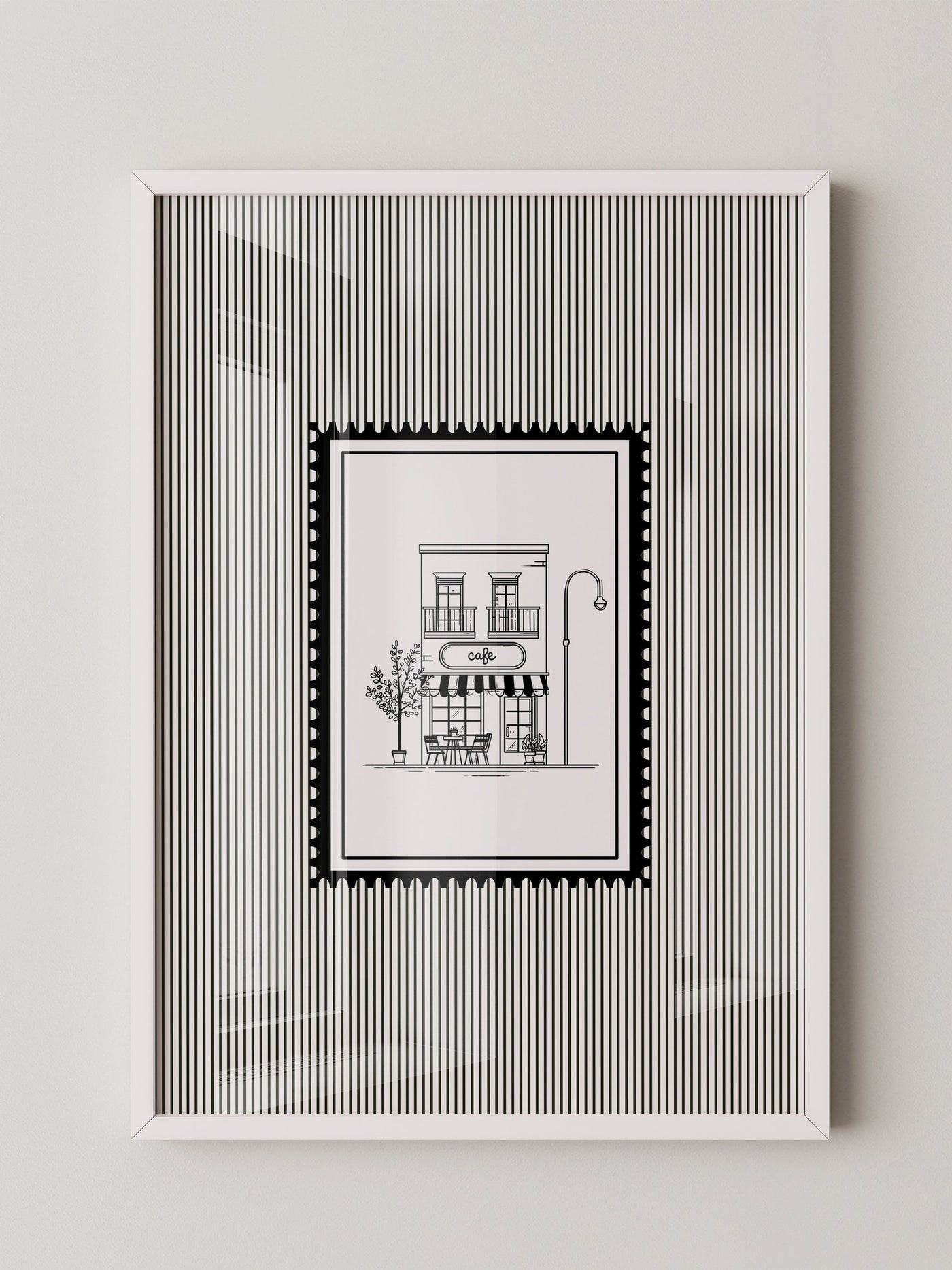 Café Illustration Streifenoptik