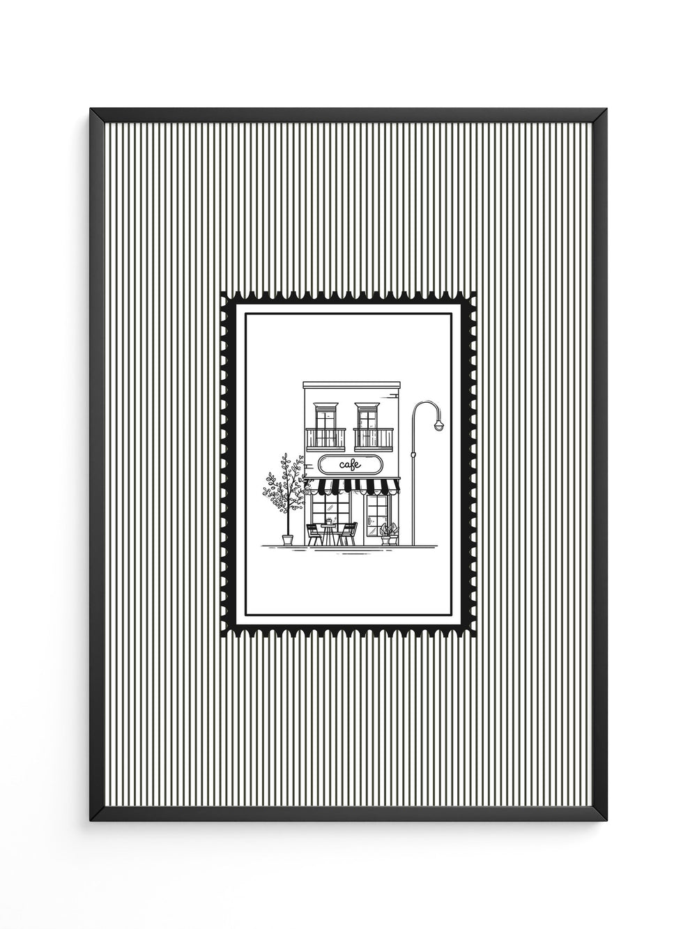 Café Illustration Streifenoptik