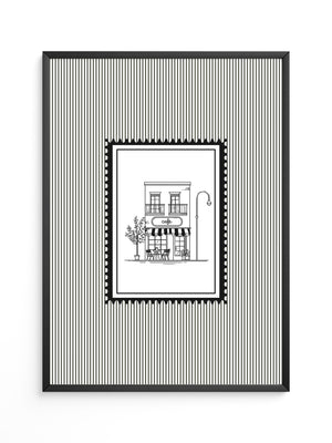 Café Illustration Streifenoptik