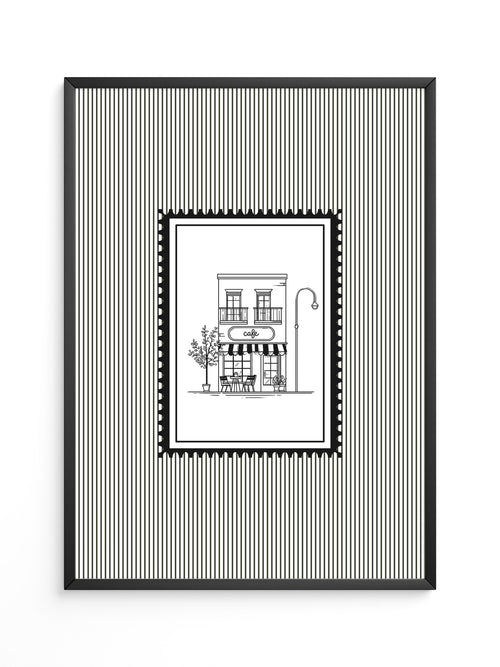 Café Illustration Streifenoptik
