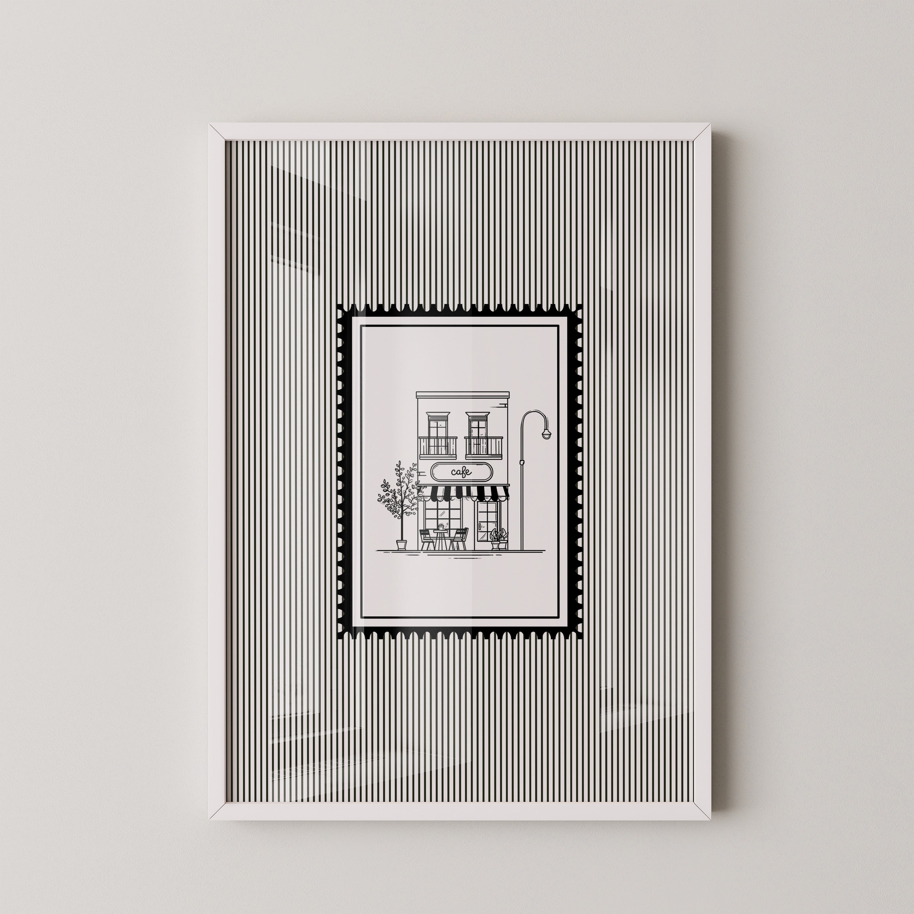 Café Illustration Streifenoptik