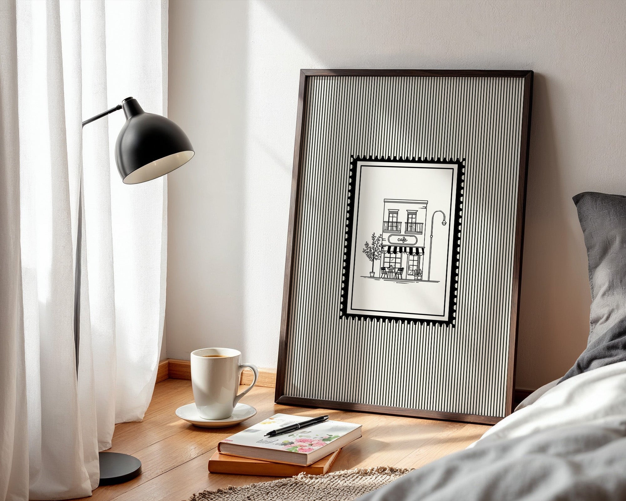 Café Illustration Streifenoptik