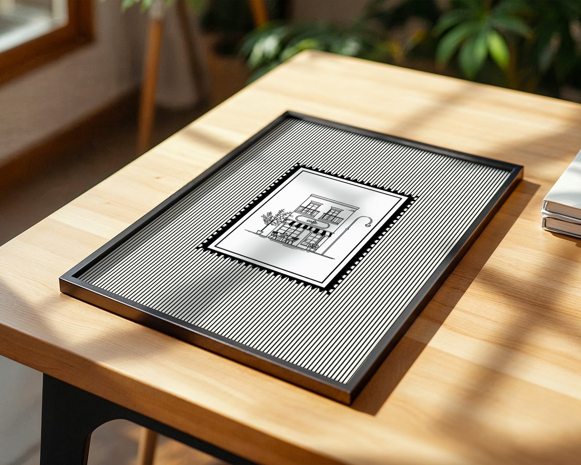 Café Illustration Streifenoptik