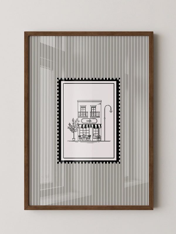 Café Illustration Streifenoptik