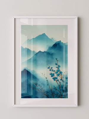 Blaue Blüten Berglandschaft