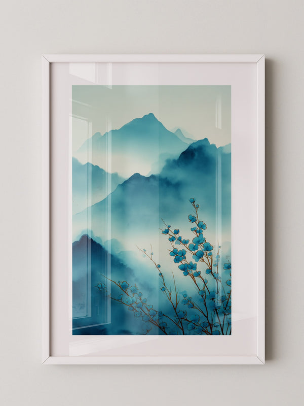 Blaue Blüten Berglandschaft