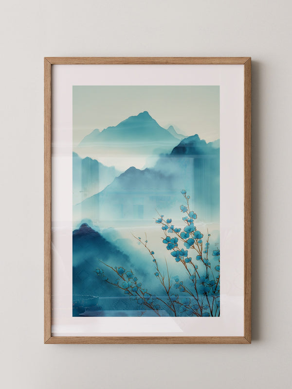 Blaue Blüten Berglandschaft