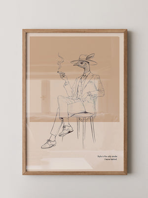 Vogel Gentleman Zigarrenrauch Skizze