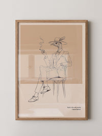 Vogel Gentleman Zigarrenrauch Skizze