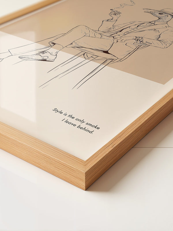 Vogel Gentleman Zigarrenrauch Skizze