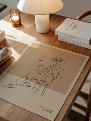 Vogel Gentleman Zigarrenrauch Skizze