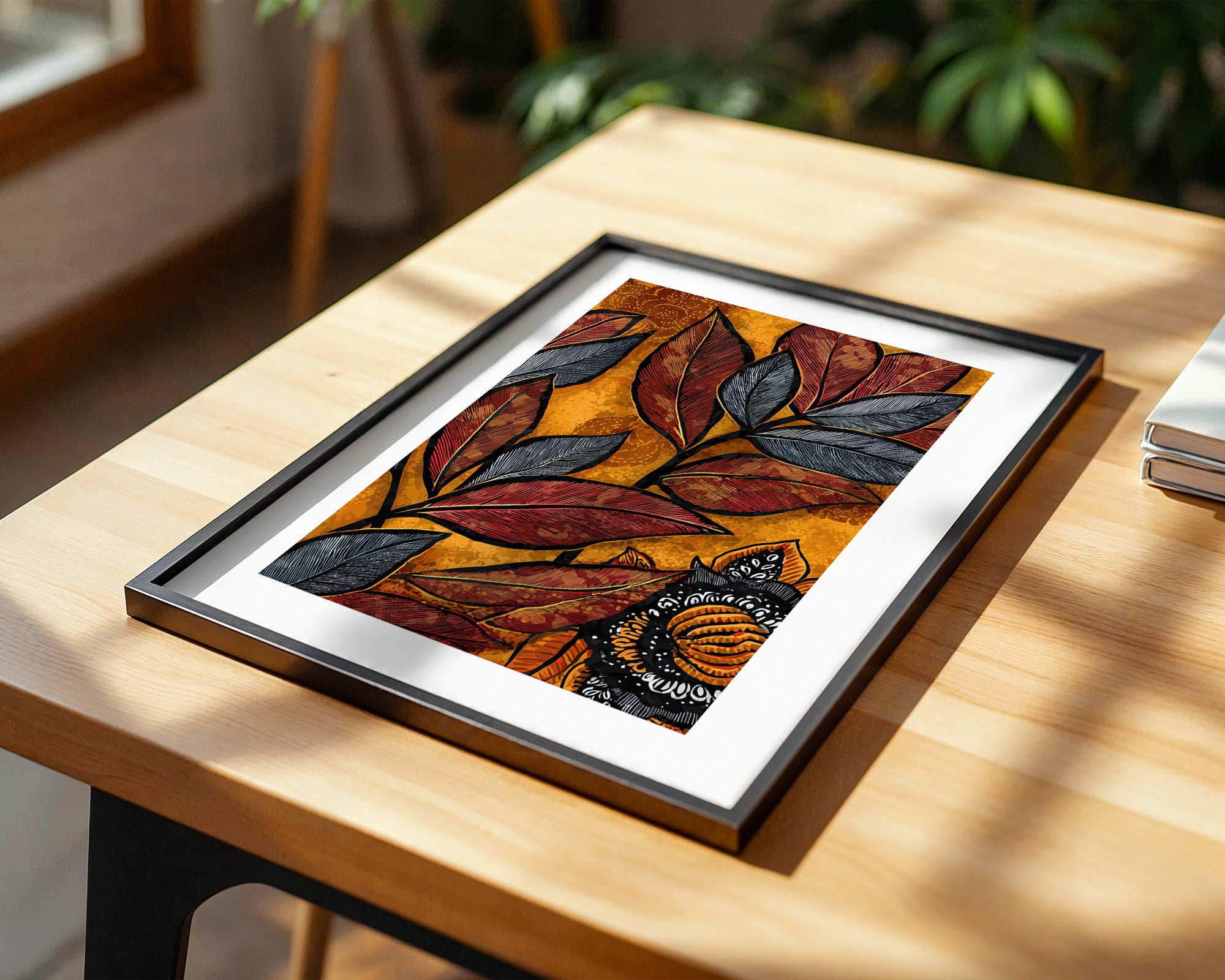 Herbstblätter Ornament Goldton