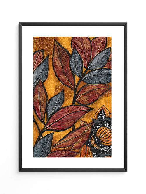 Herbstblätter Ornament Goldton