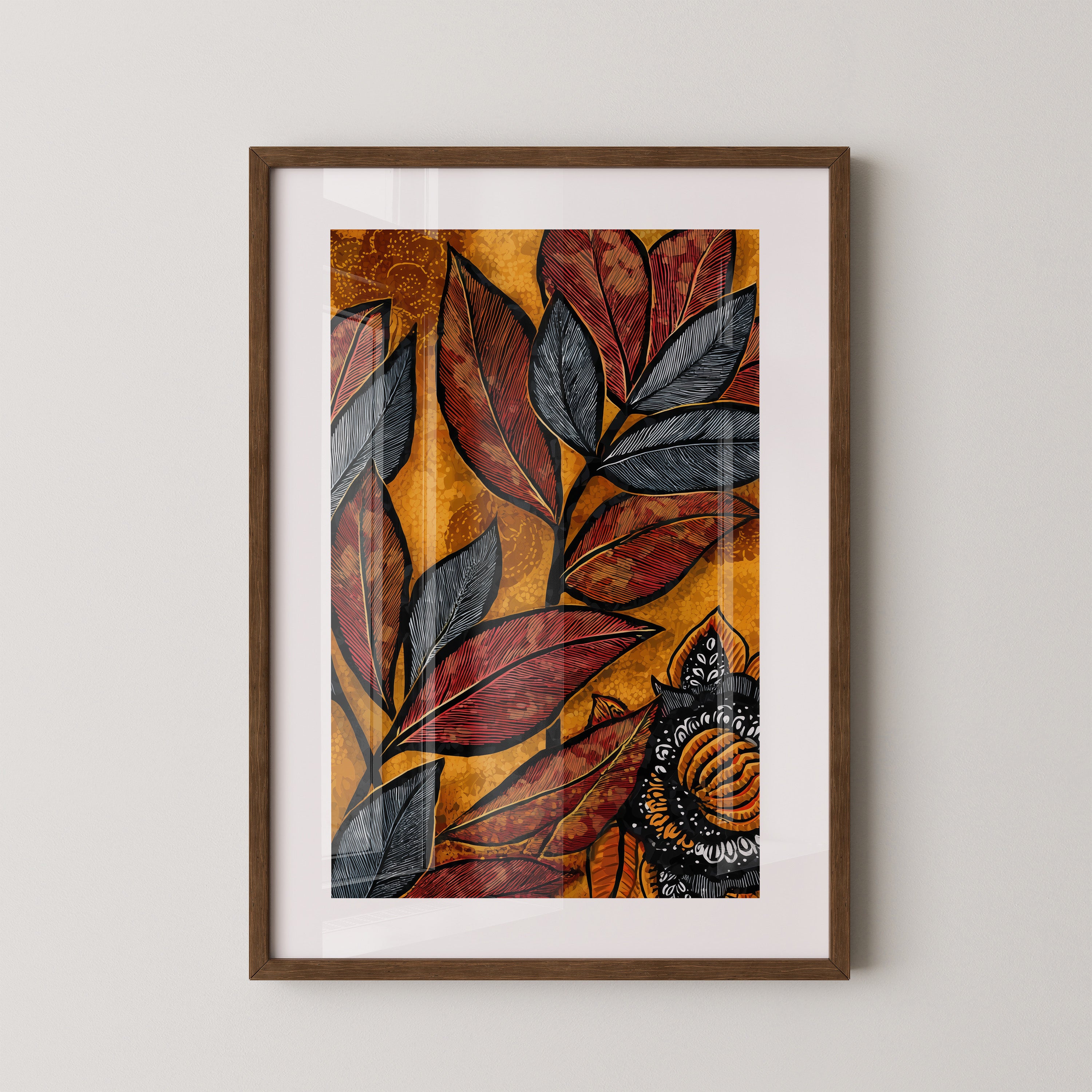 Herbstblätter Ornament Goldton