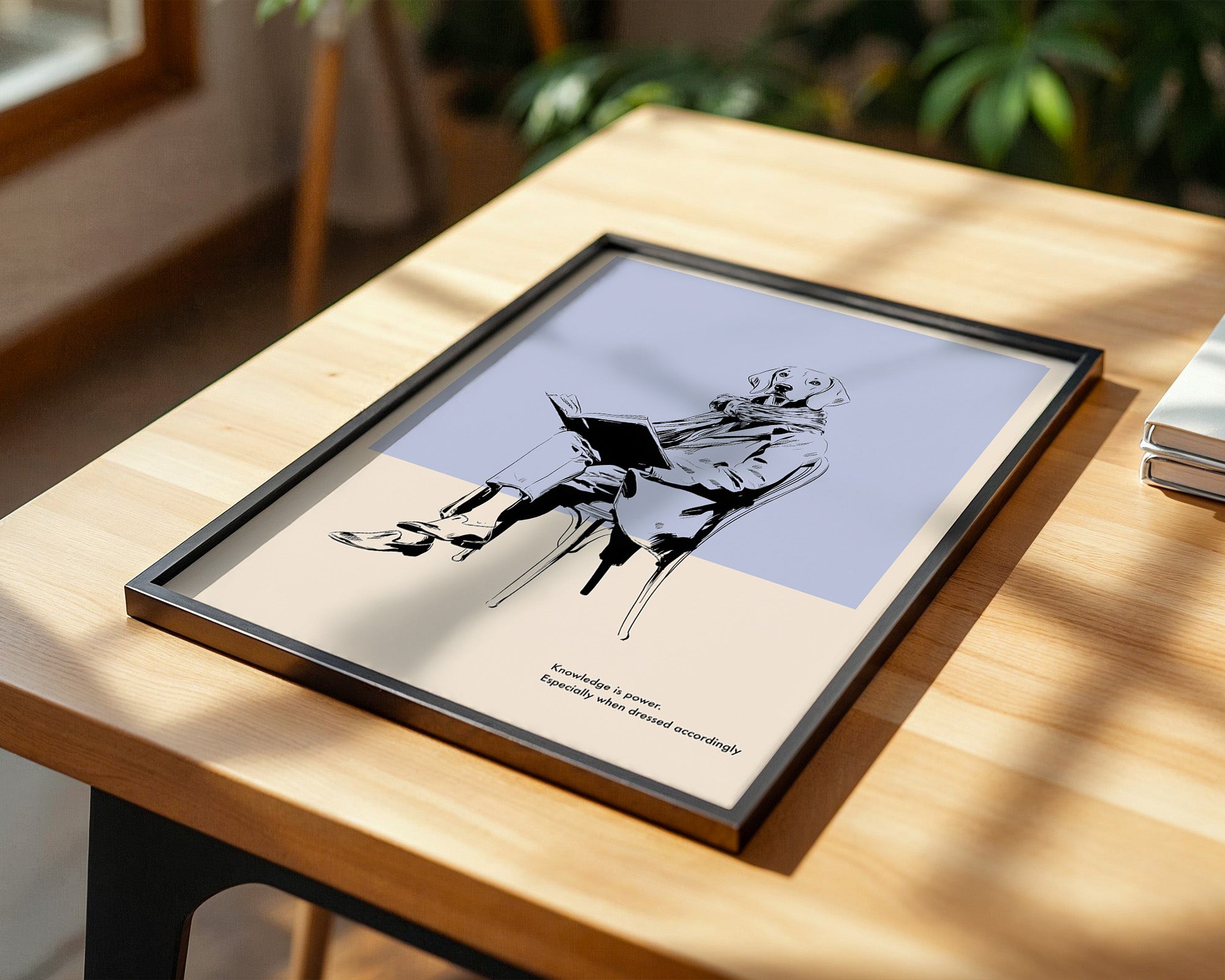 Hund liest Buch lässig Vintage